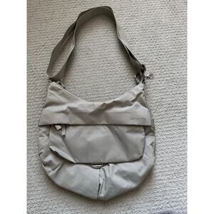Samsonite Beige Nylon Shoulder Bag Travel Crossbody Lightweight Multi Pocket